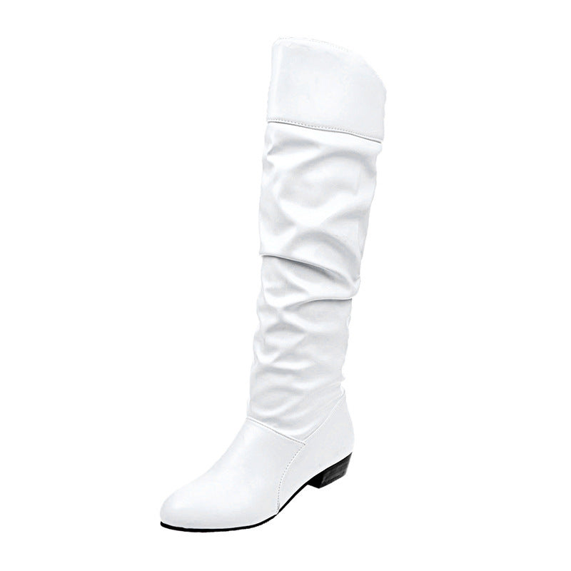 Paar knielange Slouch-Stiefel mit elegantem Blockabsatz