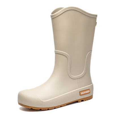 Detailansicht der griffigen Profillaufsohle der Gummistiefel