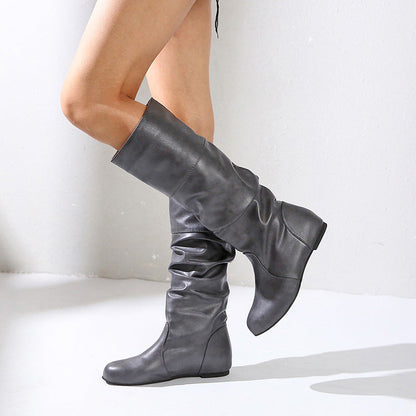 Damen Knielange Slouch-Stiefel Mit Blockabsatz