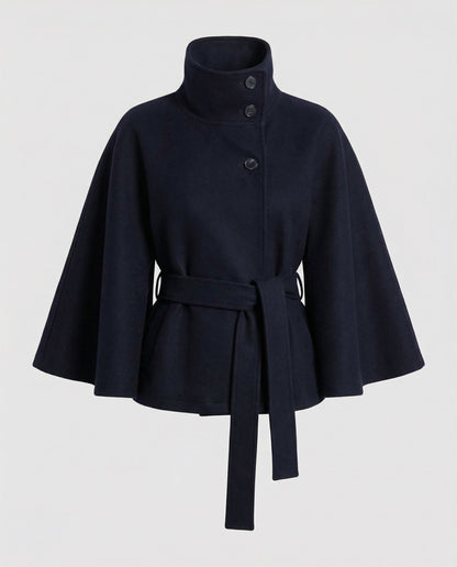 Damen Wickeljacke Mit Stehkragen Und Weiten Ärmeln
