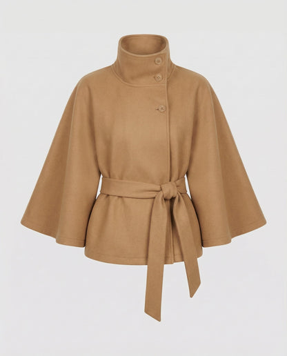 Damen Wickeljacke Mit Stehkragen Und Weiten Ärmeln