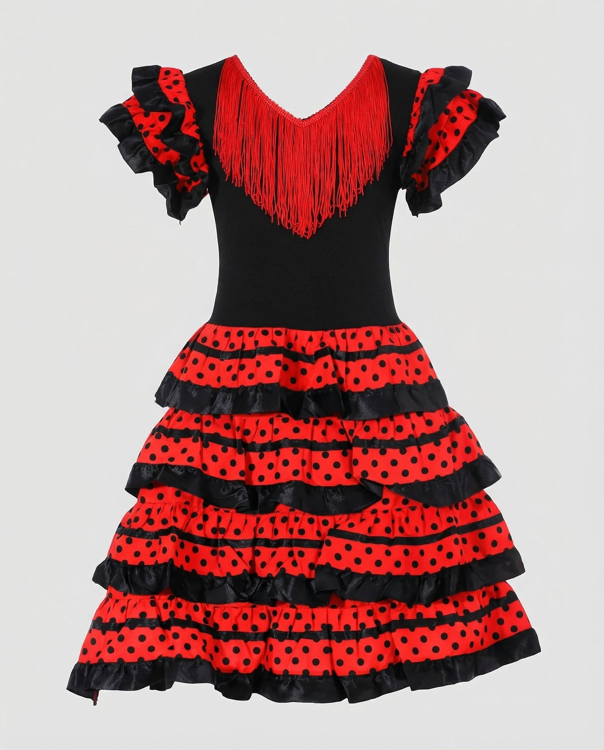 Elegantes Flamenco-Kleid mit Fransen für Tanzabende
