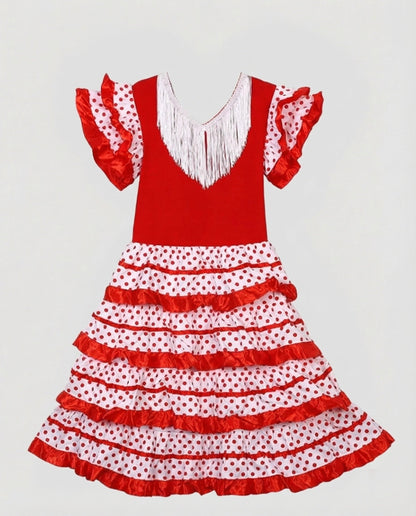 Damen-Tanzkostüm im Flamenco-Stil mit Volantrock
