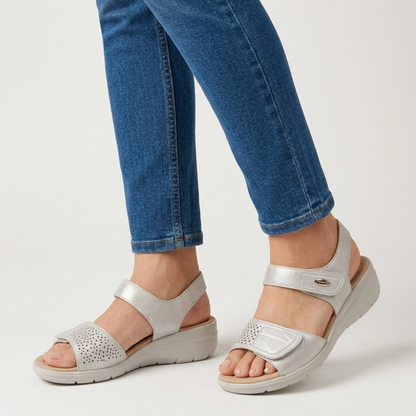 Damen Sandalen Mit Verstellbaren Riemen Und Keilabsatz