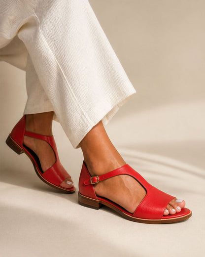 Damen-Sandalen mit offenem Zehenbereich und Knöchelriemen in eleganter Ansicht