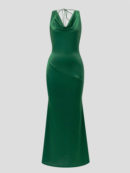 Damen-Maxikleid mit elegantem Wasserfallausschnitt für festliche Abendmode