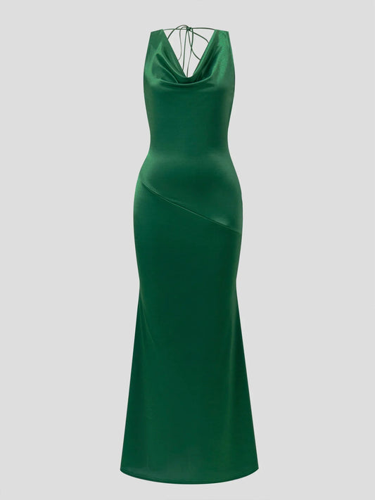 Damen-Maxikleid mit elegantem Wasserfallausschnitt für festliche Abendmode