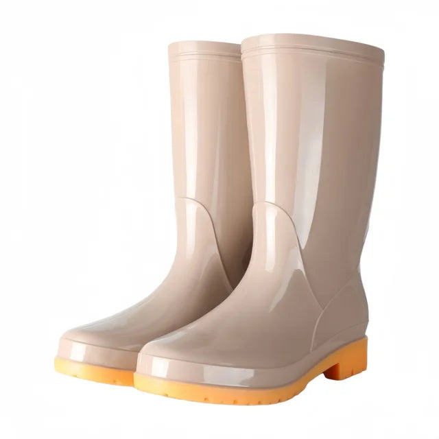 Damen-Regenstiefel mit hohem Schaft und rutschfester Sohle in Seitenansicht