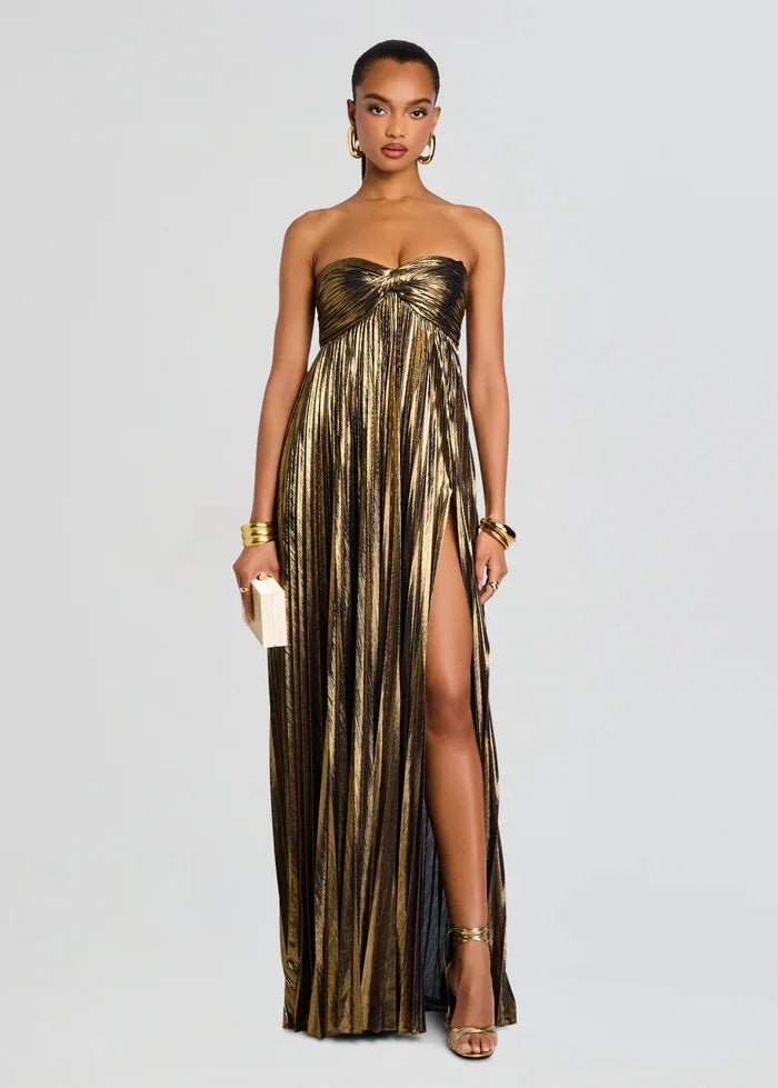 Silbernes trägerloses elegantes Kleid für Hochzeitsgäste