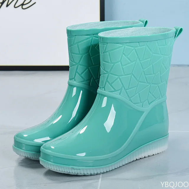 Damen Kurze Wasserdichte Regenstiefel