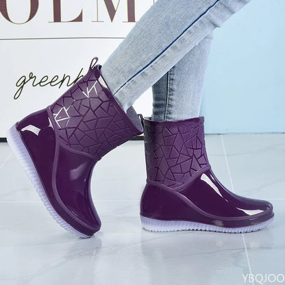 Ansicht der kurzen Schafthöhe der Damen-Regenstiefel