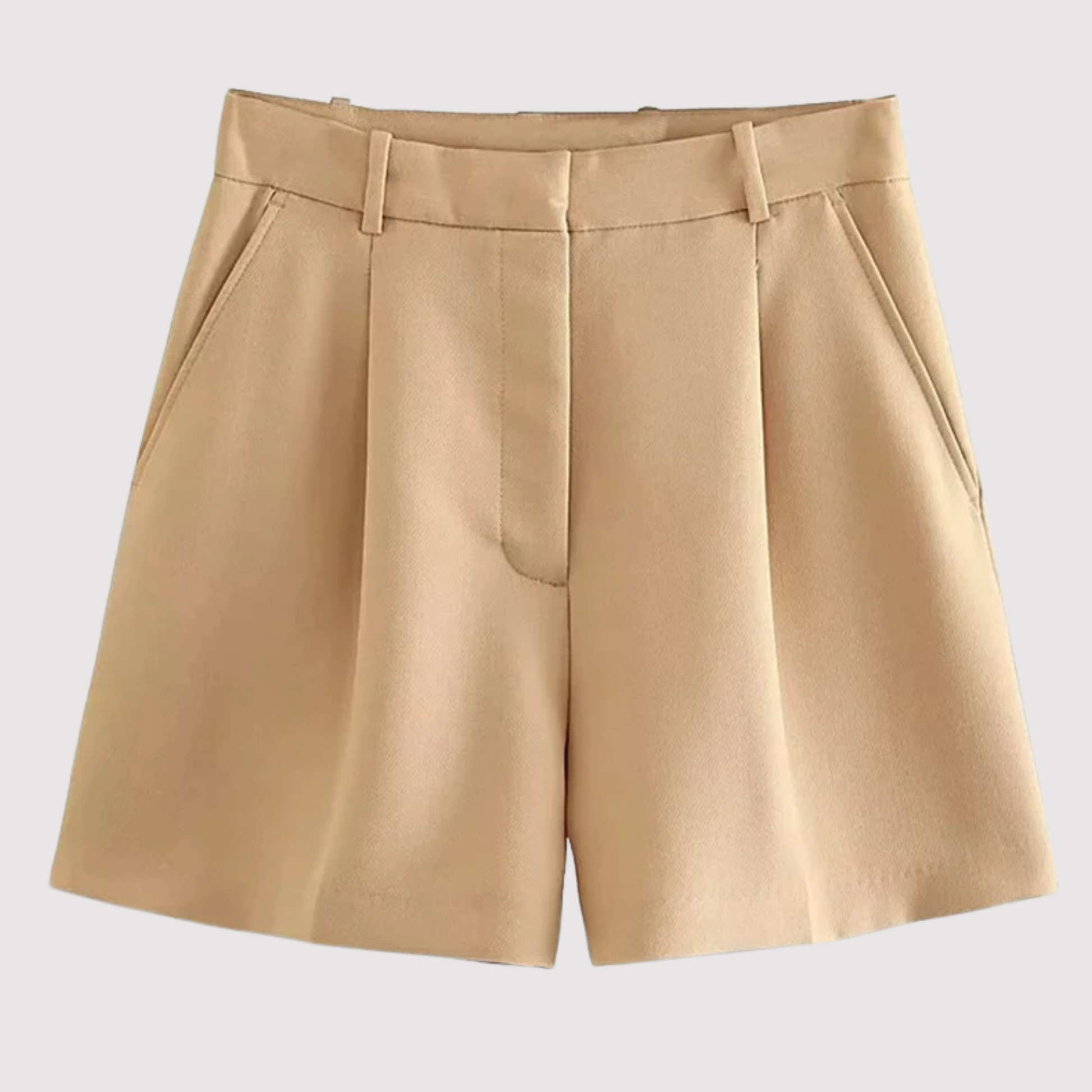 Elegante kurze Damenhose mit High Waist und Tailoring-Details aus der Rückansicht
