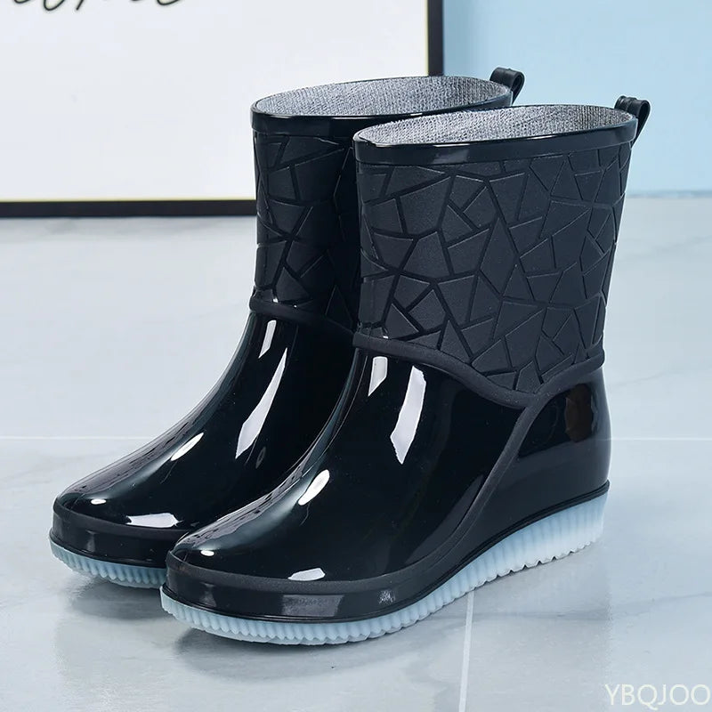 Detailansicht des wasserdichten Materials der Regenstiefel