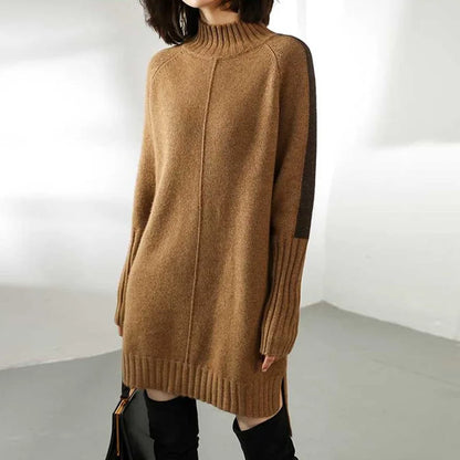 Damen Strickkleid Mit Rollkragen Und Langen Ärmeln