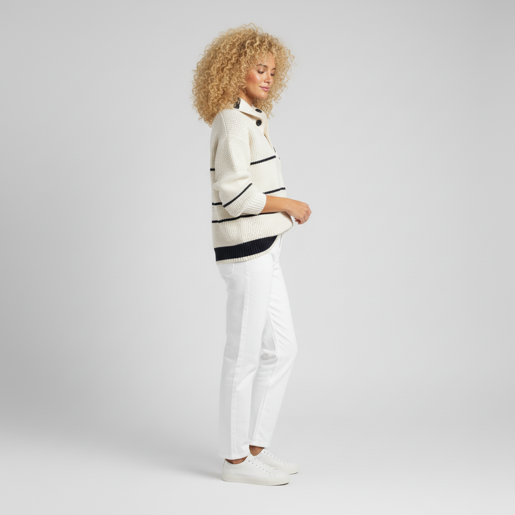 Detailansicht des Strukturstricks am Damenpullover