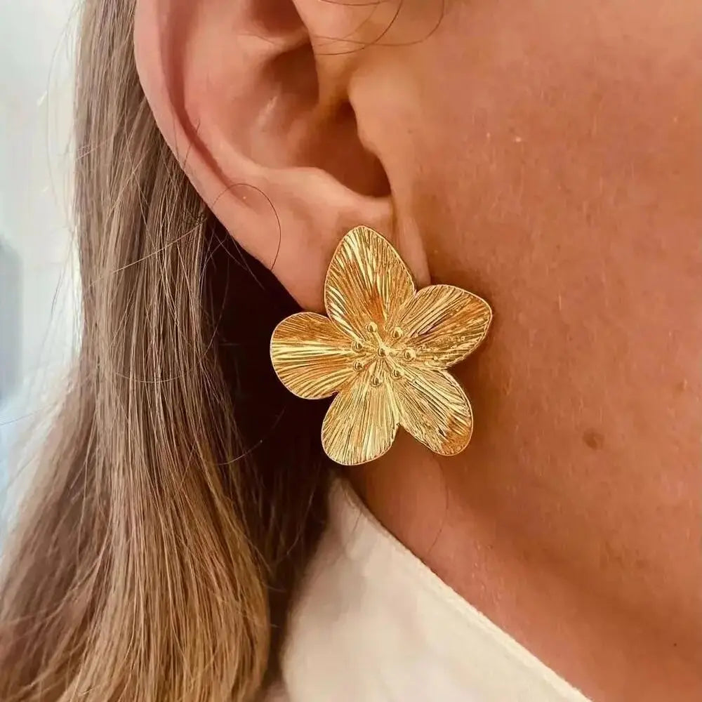 Hypoallergene Vintage-Blumenstecker, 18k vergoldet