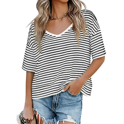 Damen T Shirt Mit V Ausschnitt Leicht Und Locker