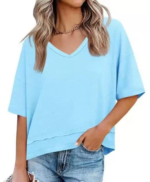 Damen T Shirt Mit V Ausschnitt Leicht Und Locker
