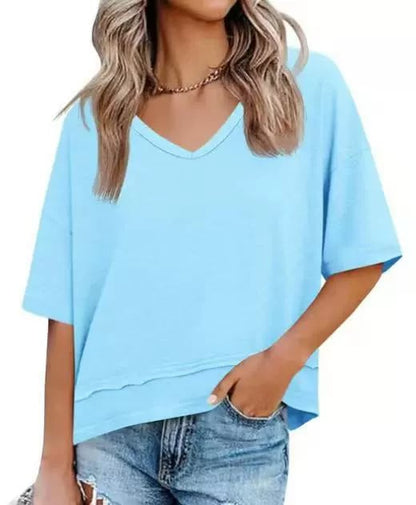Damen T Shirt Mit V Ausschnitt Leicht Und Locker