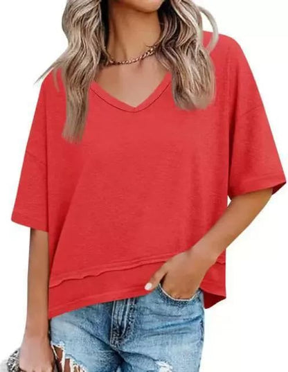 Damen T Shirt Mit V Ausschnitt Leicht Und Locker