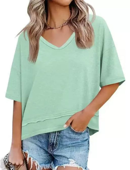 Damen T Shirt Mit V Ausschnitt Leicht Und Locker