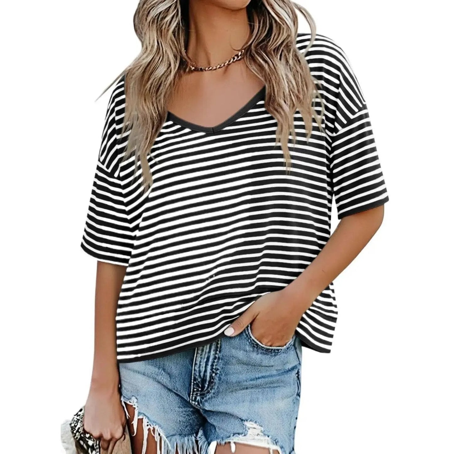 Damen T Shirt Mit V Ausschnitt Leicht Und Locker