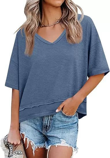 Damen T Shirt Mit V Ausschnitt Leicht Und Locker
