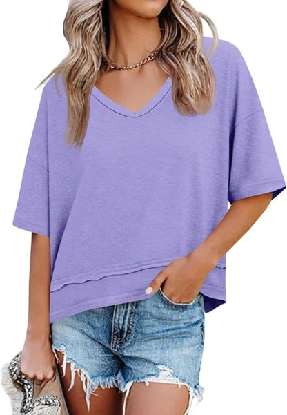 Damen T Shirt Mit V Ausschnitt Leicht Und Locker