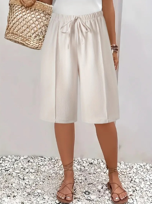 Damen Shorts mit elastischem Bund und weitem Bein in eleganter, kurzer Passform