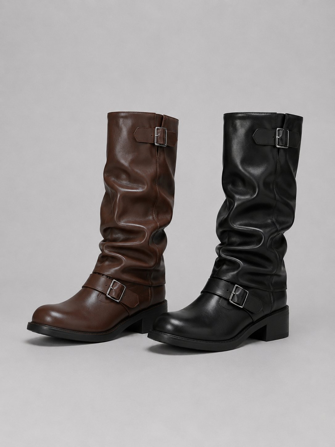 Damen-Bikerboots mit stabilem Design und bequemem niedrigem Absatz