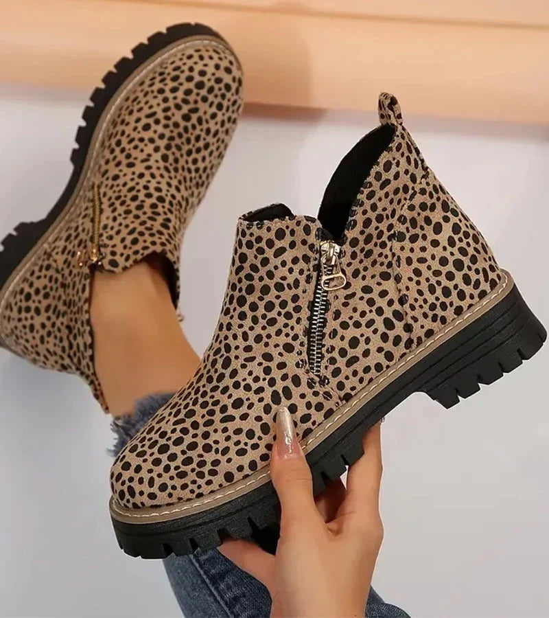 Damen Stiefeletten Mit Plateau Rundem Zehenbereich