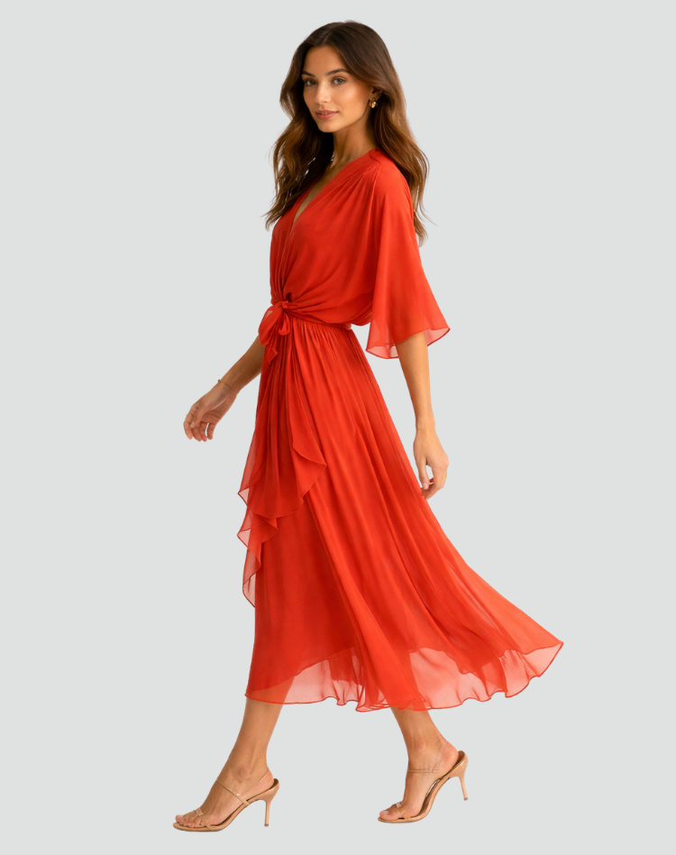 Maxikleid für Damen mit schmeichelnder Wickeloptik