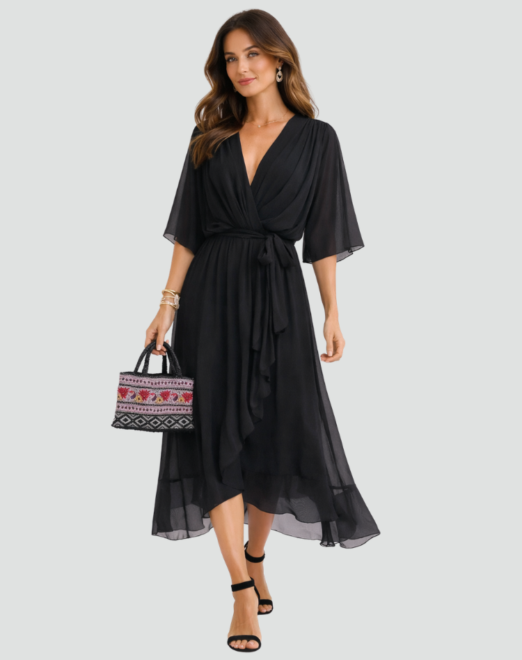 Wickel-Maxikleid für Urlaub, Strand und warme Tage