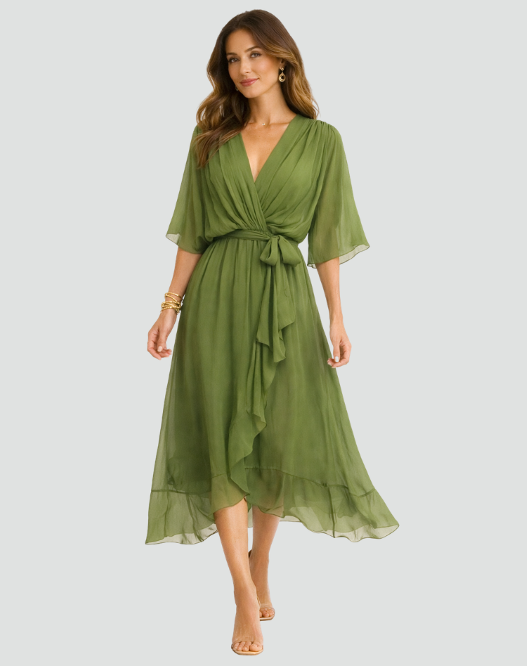 Damenkleid mit femininem Schnitt und fließender Silhouette