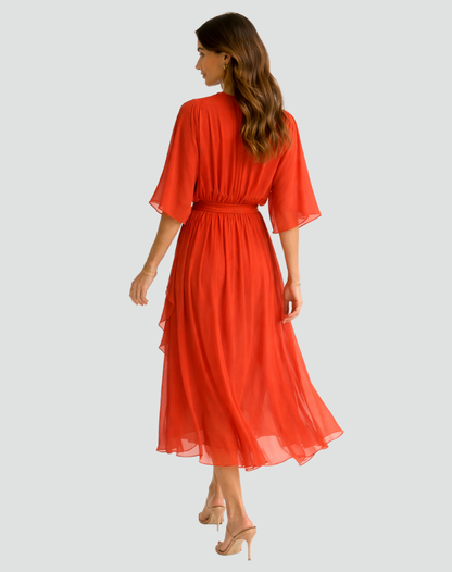 Sommerliches Wickelkleid in voller Länge