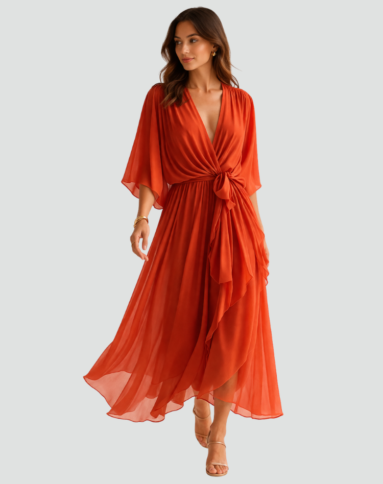 Damen Wickel Maxikleid Für Den Sommer