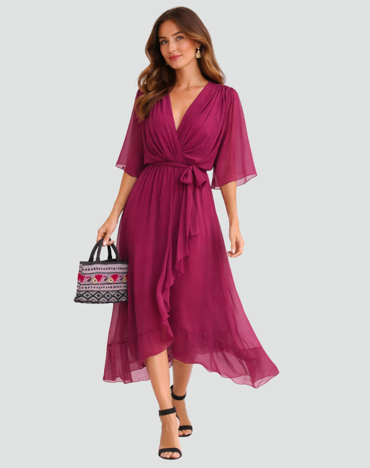 Damen Wickel Maxikleid Für Den Sommer