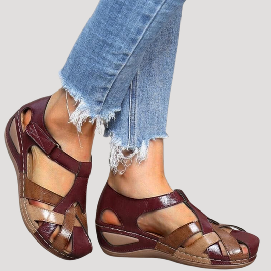 Damen Gewebte Riemchen Sandalen mit geschlossenem Zehenbereich zum Gehen