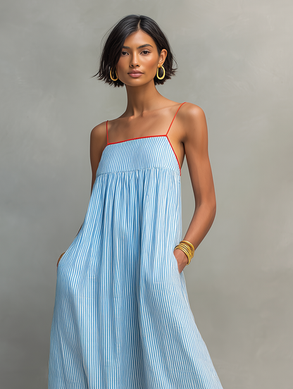Gestreiftes Maxikleid mit Spaghettiträgern