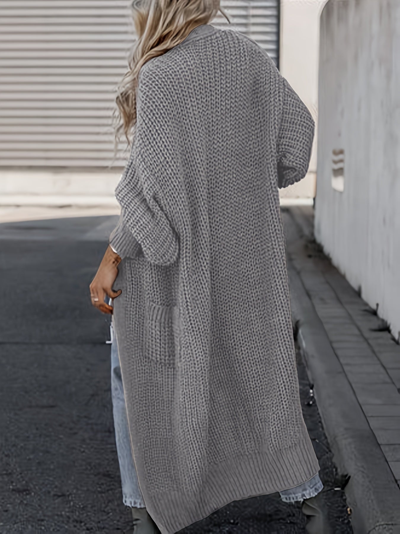 Maxi-Cardigan für Damen mit durchgehendem Design und langen Ärmeln