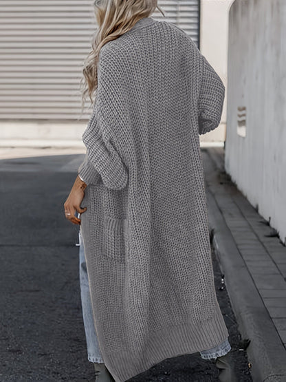 Maxi-Cardigan für Damen mit durchgehendem Design und langen Ärmeln