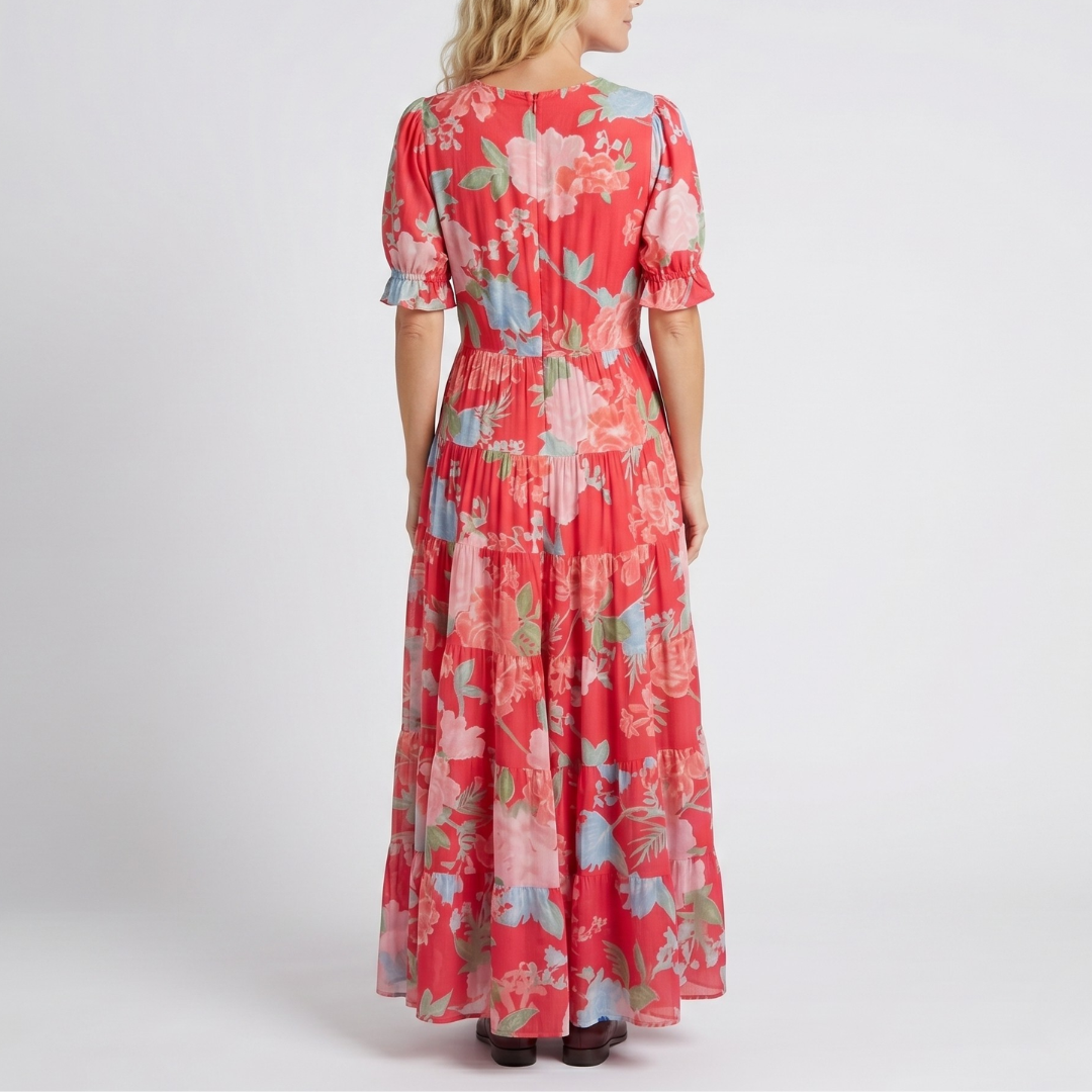 Minelda™ - Elegantes Blumenmuster Kleid mit V-Ausschnitt