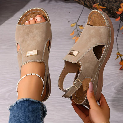 Damen Keilsandalen Mit Verstellbarer Schnalle
