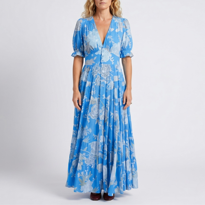 Minelda™ - Elegantes Blumenmuster Kleid mit V-Ausschnitt