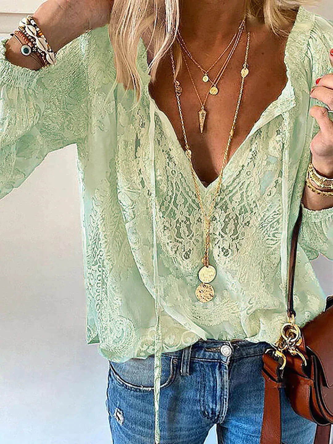 Damen Leichte Lockere Bluse