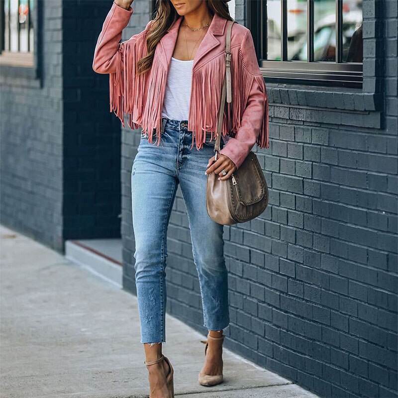 Jacke Mit Fransen Im Boho Stil
