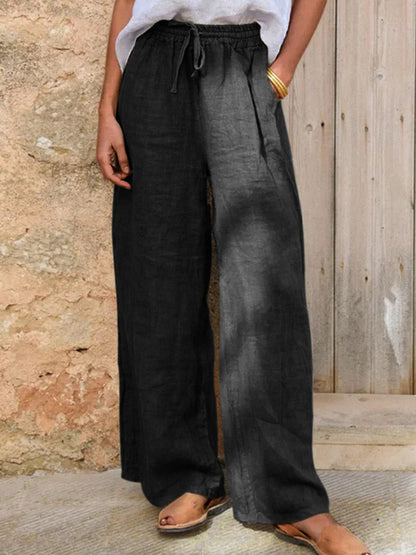 Damen Casual Baumwolle Leinen Hose