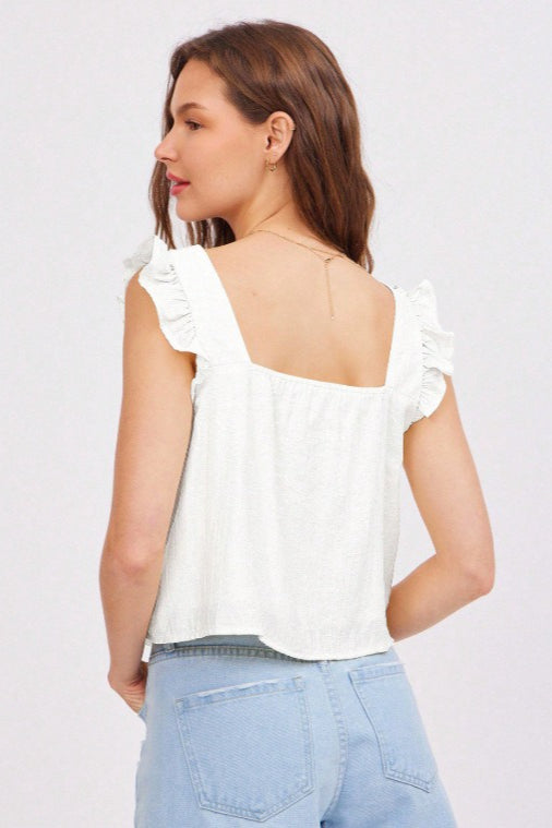 Damenbluse mit Raffung und Volantärmeln im femininen Alltagslook