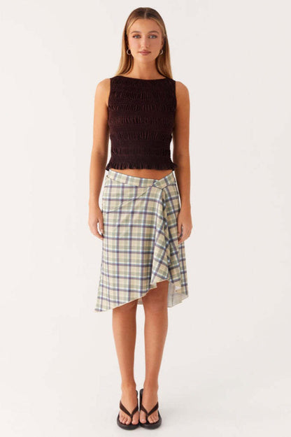 Asymmetrischer Midirock mit Karos für elegante Alltagslooks