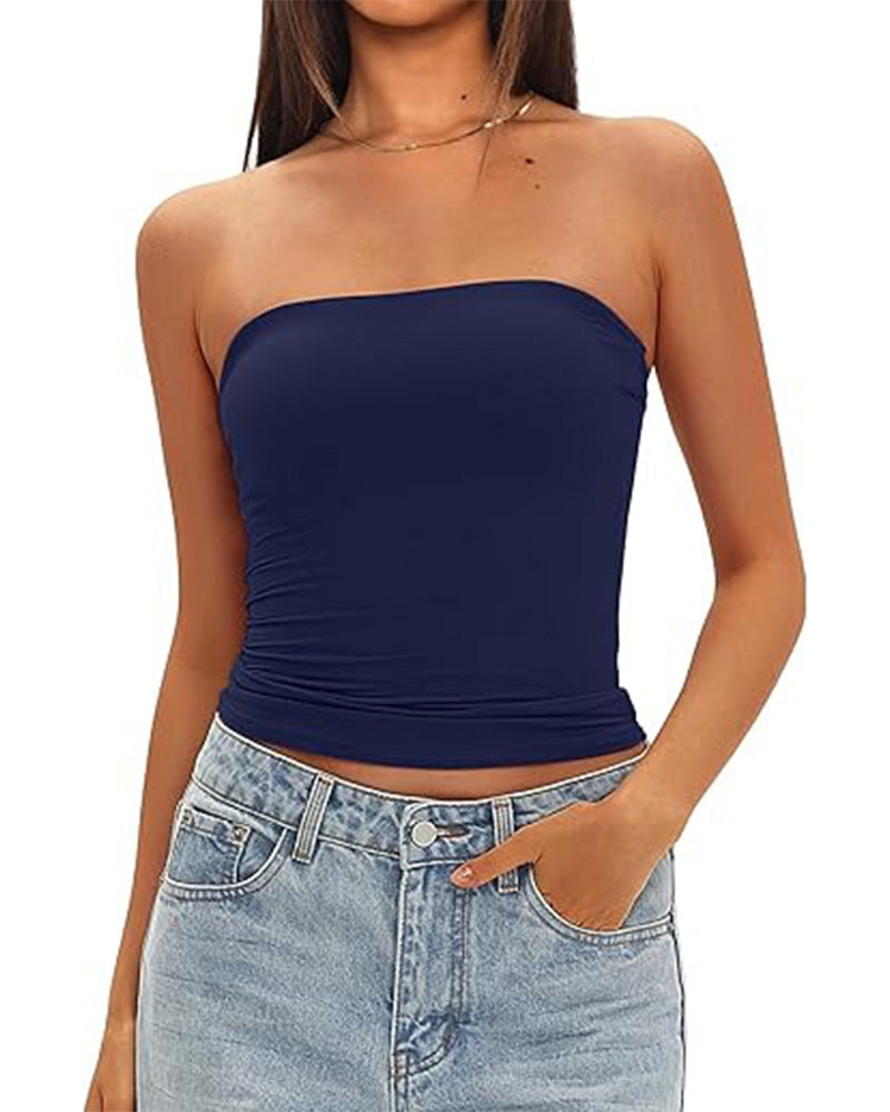 Figurbetontes Damen Tanktop in Uni-Farbe, Rückendetail